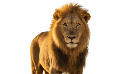 Majestic male lion with thick mane facing forward © Natalia