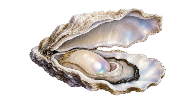 Opened iridescent Pearl Oyster Shell with Textured Interior