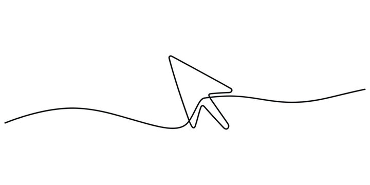 Computer mouse cursor pointer drawn with one continuous line