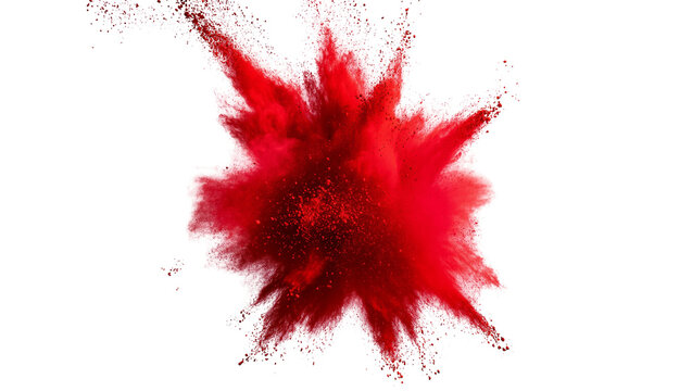 Vibrant red powder explosion burst cloud effect