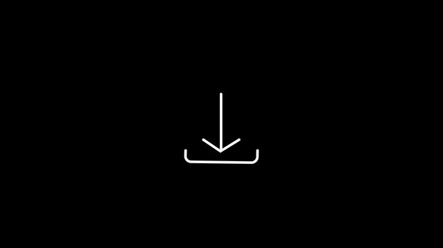 Minimalist download animation: sleek white line on black background, for ui and, web interface