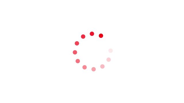 Minimalist red loading spinner animation, rotating circular progress indicator for web ui and app interface