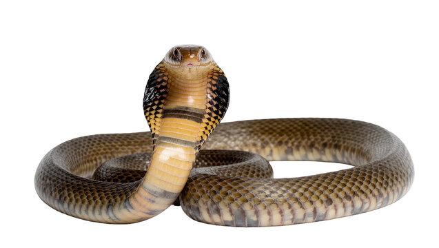 Coiled Spectacled Cobra with Hood Displayed