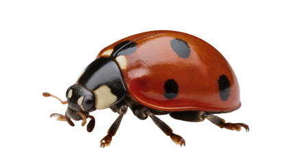 Red ladybug with black spots, isolated on transparent background © Laura