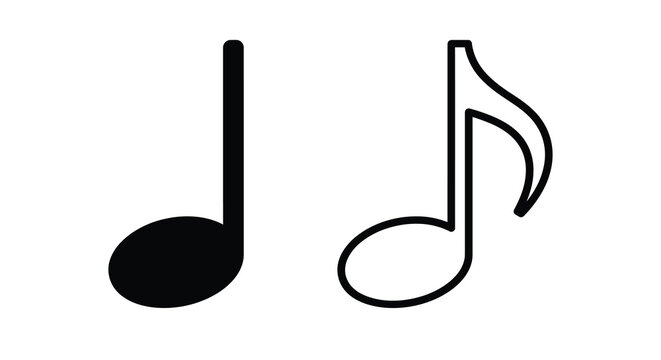 Two musical notes quarter note and eighth note silhouette