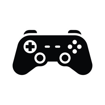 Black game controller icon with buttons and joysticks