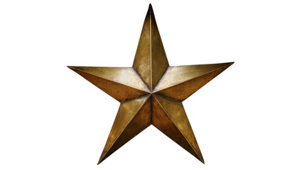 Obraz premium Five-pointed metallic star ornament, isolated on transparent background