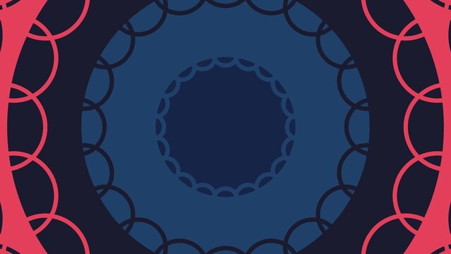 Abstract Circular Pattern with Navy Blue and Coral