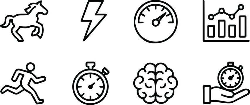speed performance running person stopwatch hand brain speedometer