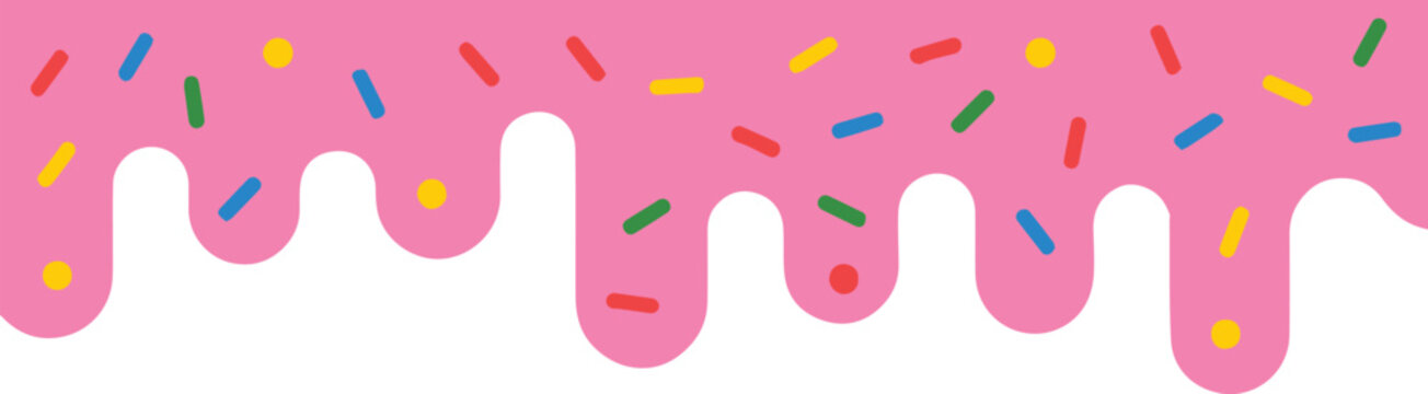 icing pink drip with sprinkle decoration vector