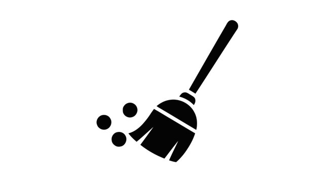 Vector illustration of broom sweeping dust on a transparent background