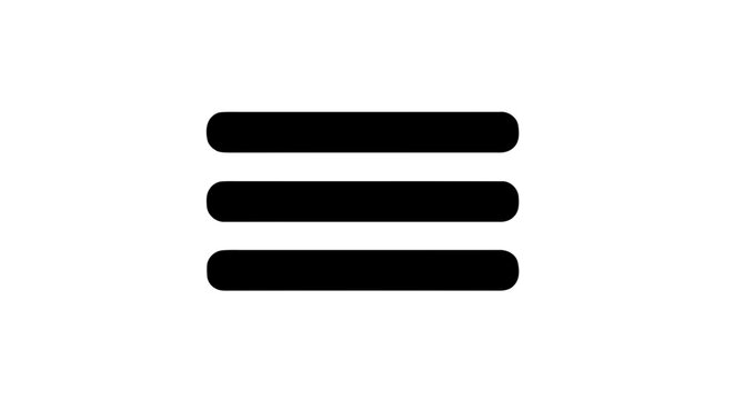 Vector illustration of hamburger menu icon, three horizontal lines symbol on a transparent background