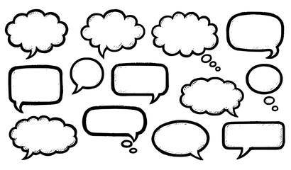 Collection of blank speech bubbles, diverse comic and chat cloud shapes. © Crafts Home