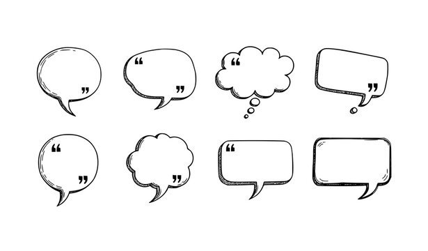 Set of rectangular and square speech bubbles, minimalist dialogue and chat boxes.