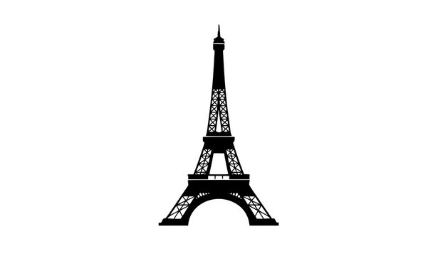 Minimalist Eiffel Tower silhouette, iconic French travel and tourism symbol.