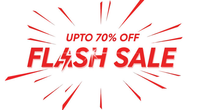 Vector art of up to 70 off flash sale banner with red explosion effect