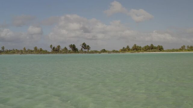 A high definition aerial view of Christmas Island located in the central Pacific Ocean.
