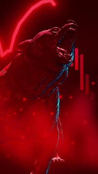 Bear market concept animation stock Market vertical video
