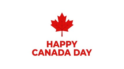 Happy canada day celebration with red maple leaf on white