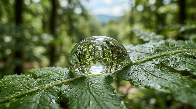 Close-up of green leaf covered with dew or frost in natural outdoor setting