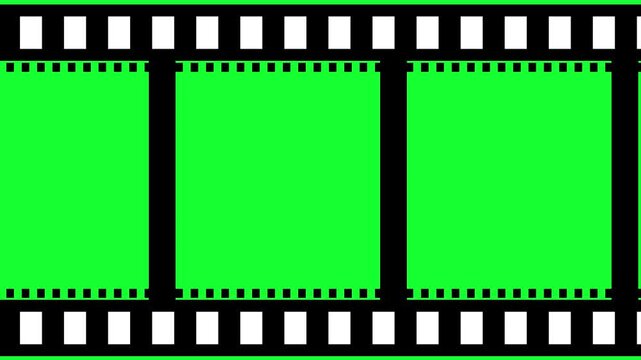 abstract horizontal filmstrip motion on green background, modern cinema frame line animation, minimal movie reel loop,minimal style motion graphics ideal for digital media, editing concepts, storytell