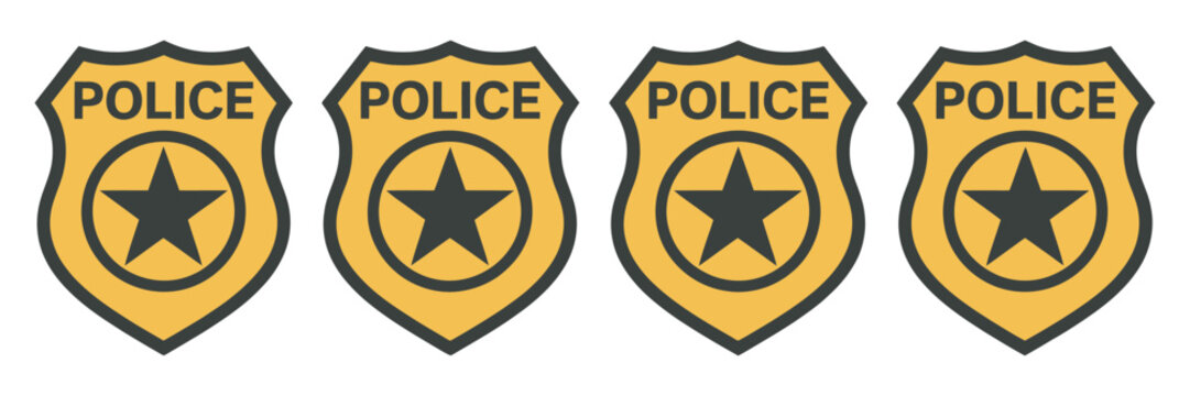 Police badge icon, police shield emblem vector illustration, law enforcement authority symbol