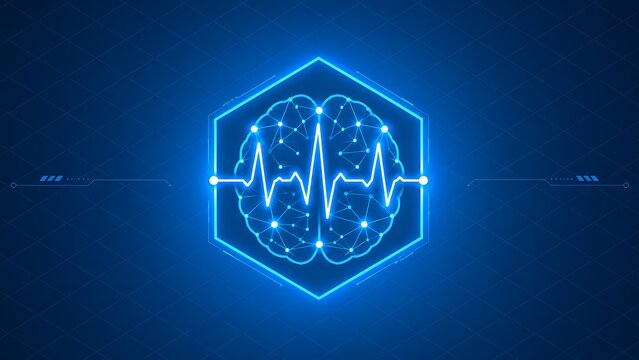 Brain Wave Pulse with Digital Neural Network Technology Background