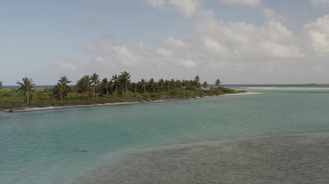 A high definition aerial view of Christmas Island located in the central Pacific Ocean.