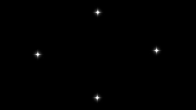 Animation of twinkling starlight, glitter twinkle sparkle stars animated, looping, particle magic tail sparkling glitter star dust trail loop animation on black screen background. 4k