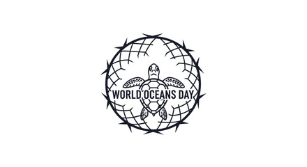 Turtle World Oceans Day Logo Design. © kancil