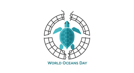 Turtle World Oceans Day Logo Design. © kancil