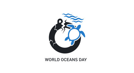 Naklejka premium Turtle World Oceans Day Logo Design.