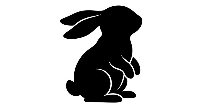 Black rabbit silhouette vector illustration isolated on white background for design purposes