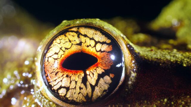 A Pristimantis frog with spectacularly coloured eyes. An unidentified species from rainforest near Puerto Quito in western Ecuador