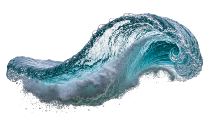 Fotobehang Zee Crashing ocean wave with turquoise water and foam, isolated on transparent background  © James