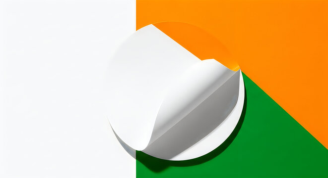 Irish flag background with torn paper revealing green, orange, white colors