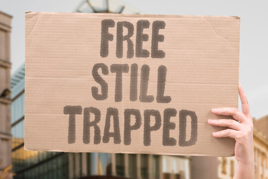 "Free Still Trapped" Walking out of prison walls into invisible societal barriers. PRISON. BARRIERS. SOCIETAL. INVISIBLE. TRAPPED.
