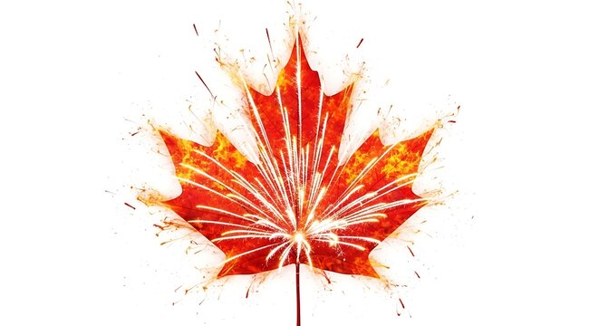 Canada day fireworks vibrant maple leaf celebration with stunning firework display