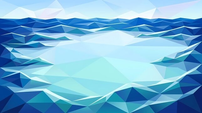 Abstract geometric ocean landscape with blue and teal waves low poly geometric pattern abstract background digital art cool colors abstract geometric illustration