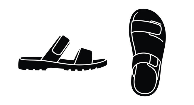 sandal silhouette with adjustable straps black and white
