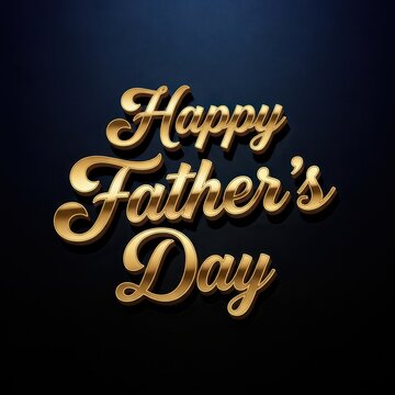 Happy fathers day golden lettering on dark blue textured background.