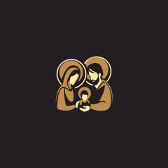 Naklejka premium Holy Family Nativity Christian Religious Logo Design