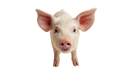 Fototapeta premium Pink pig isolated on white background cute farm piglet domestic animal illustration