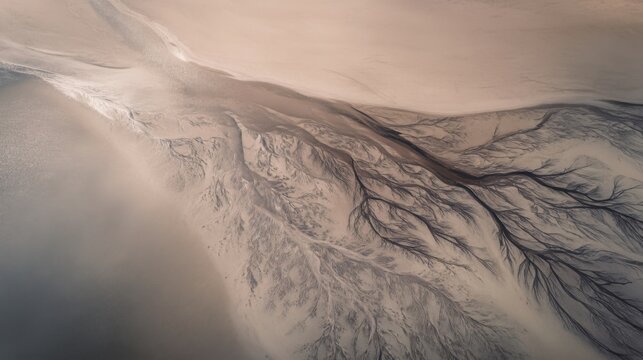 Geological formations show patterns in sandy landscape