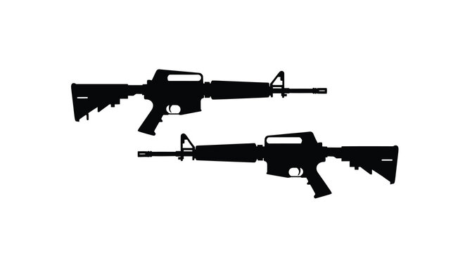 assault rifle silhouettes on a white background