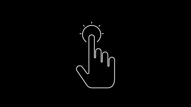 tap button interaction icon looping animation on black background
