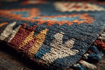 Fototapeta premium Close-up of intricate woven textile with vibrant patterns