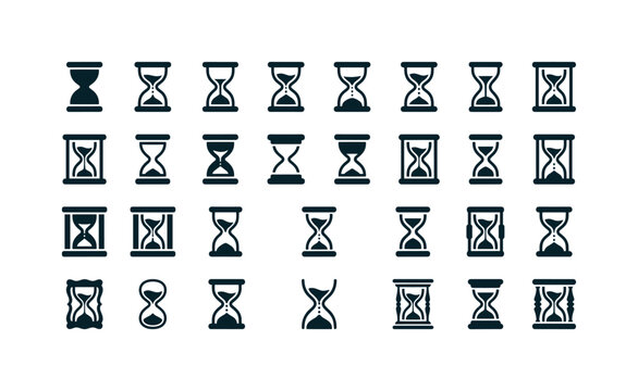 Hourglass structures like glass bulbs sand chambers frames necks bases supports and construction elements of sand timers clean