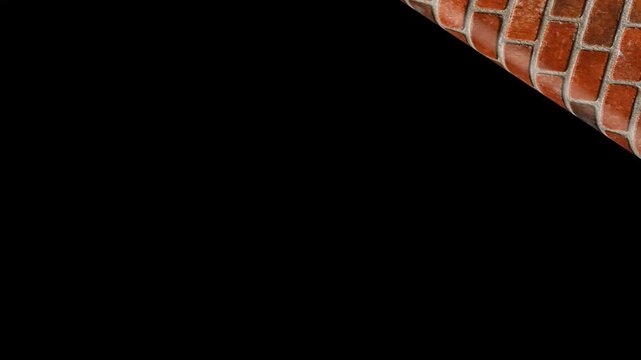 brick wall flip peel transition revealing dark background effect,red brick wall peeling reveal transition realistic seamless backdrop,page peel brick wall transition seamless texture reveal on black.