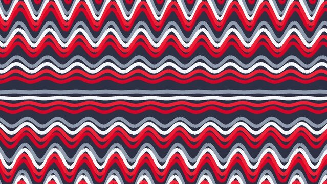 Vibrant Wavy Lines Abstract Pattern in Red Navy and White
